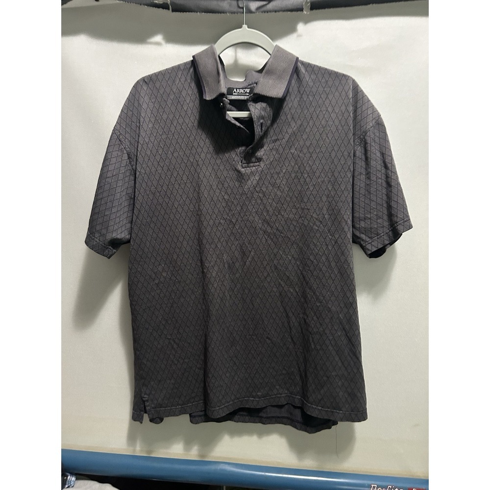 Men's Grey Medium Arrow America Golf Polo Diamond Pattern